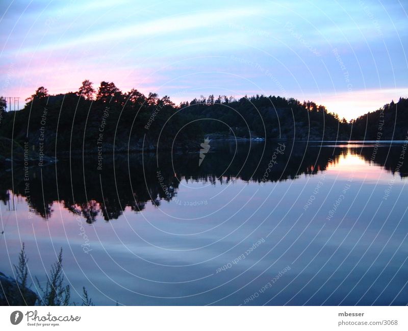 Mystische Dämmerung Sonnenuntergang See Schifffahrt Abenddämmerung Himmel Wasser Schweden Lennartsfors Dalsland