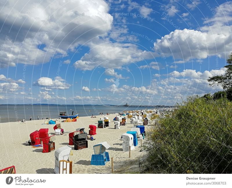 Beach baskets on the Baltic Sea on Usedom Ferien & Urlaub & Reisen Tourismus Sommer Sommerurlaub Sonne Strand Meer Mensch Natur Sand Wasser Schönes Wetter