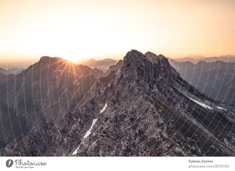 Sonnenaufgang am Nebelhorn Berge u. Gebirge wandern Natur Landschaft Wolkenloser Himmel Sonnenuntergang Sommer Schönes Wetter Alpen Nebelhorn (Berg) Gipfel