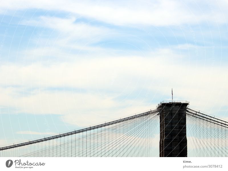 Seilschaften (VII) Himmel Wolken Schönes Wetter New York City Brooklyn Bridge Stadtzentrum Brücke Turm Bauwerk Gebäude Architektur Sehenswürdigkeit Wahrzeichen