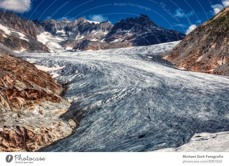 Panorama des schmelzenden Rhonegletschers in den Schweizer Alpen schön Ferien & Urlaub & Reisen Tourismus Sommer Schnee Berge u. Gebirge wandern Umwelt Natur