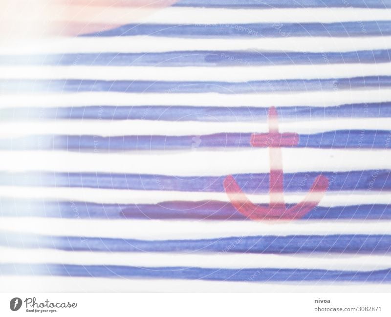 Anker Linien blau Gemälde Zeichnung Kunst streichen Farbe Hafen maritim zeichnen Pinselblume malen Kunstwerk Künstler Farbfoto Kreativität Anstreicher