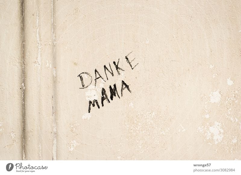 Wertvoll | Dankbarkeit Mauer Wand Schriftzeichen Graffiti schreiben Stadt braun schwarz dankbar Fassade danken Mutter Querformat Zuneigung Mutterliebe Muttertag