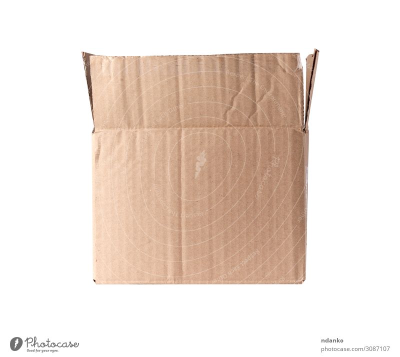 braune rechteckige Schachtel aus Karton kaufen Post Business Verkehr Container Rudel Papier Verpackung Paket weiß beige blanko Kasten Ladung offen liefern