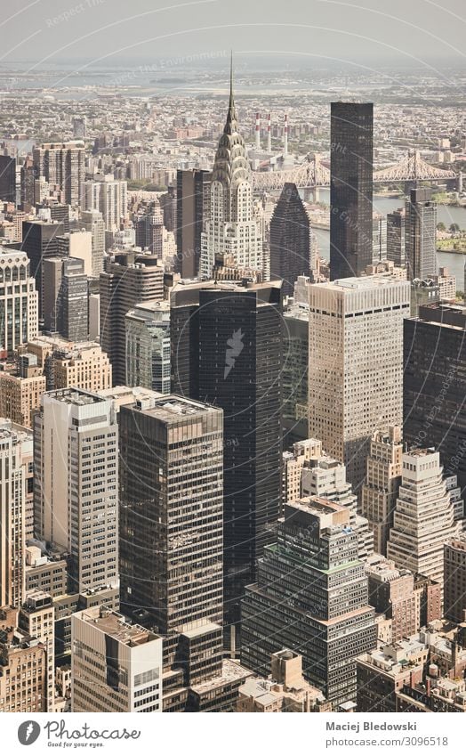 Retrostilisierte Luftaufnahme von New York City, USA. Ferien & Urlaub & Reisen Sightseeing Städtereise Häusliches Leben Wohnung Haus Büro Stadtzentrum Skyline