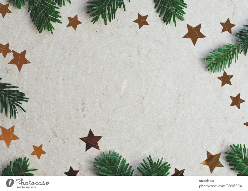 weihnachtliches dekozeugs (2) Weihnachten & Advent Tannenzweig Tannennadel Stern (Symbol) Sterne Weihnachtsdekoration Dekoration & Verzierung Postkarte