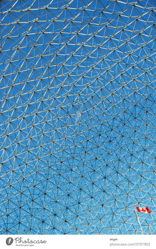 Netzwek Raster Dachkonstruktion US Pavillon Expo 1967 in Montreal Kanada Muster Himmel Stahlkonstruktion Vernetzung Netzwerk netzartig Flagge Bauwerk