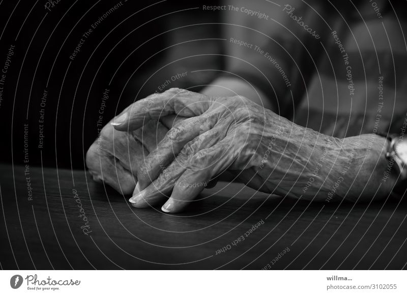 Lebendabend - Alte runzlige Hände einer Seniorin Weiblicher Senior Hand Alter Hautfalten Finger Ruhestand Großmutter Fingernagel old age pension