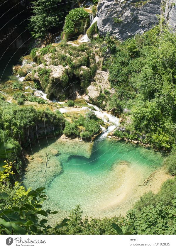 See im Plitvice Nationalpark Kroatien Natur Nationalpark Plitvicer Seen türkis Außenaufnahme Farbfoto Wasser Ferien & Urlaub & Reisen grün blau Wasserfall