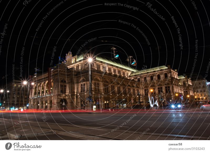 Wiener Staatsoper bei Nacht, Wien/Österreich elegant Feste & Feiern Architektur Konzert Oper Opernhaus Europa Hauptstadt Altstadt Bauwerk Oper Wien