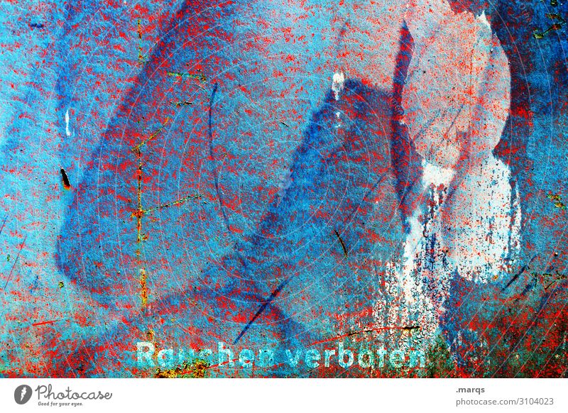 Rauchverbot Mauer Wand Schriftzeichen Schilder & Markierungen alt trashig blau mehrfarbig rot weiß Farbe Sucht Verbote Rauchen verboten Hintergrundbild