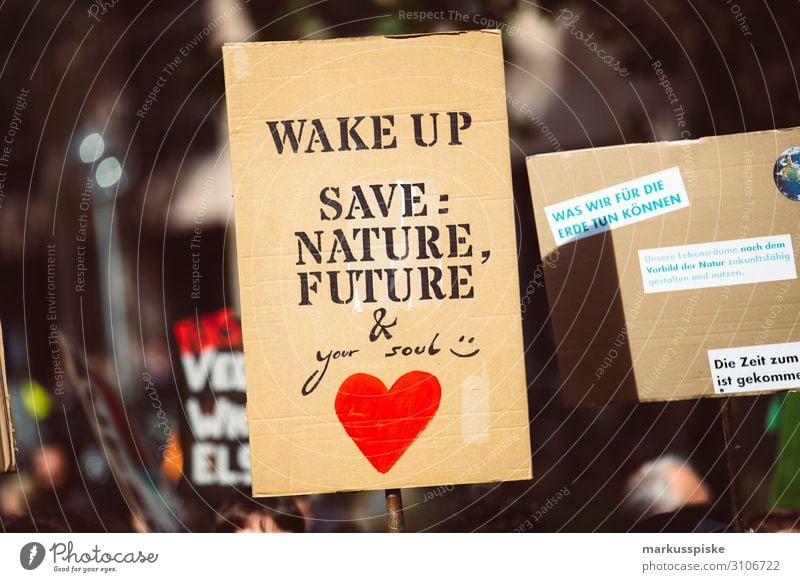 Wake up - save nature, future & your soul Kind Student Desaster Frieden Global Climate Mobilisation Global Climate Strike activist appeal atmosphere