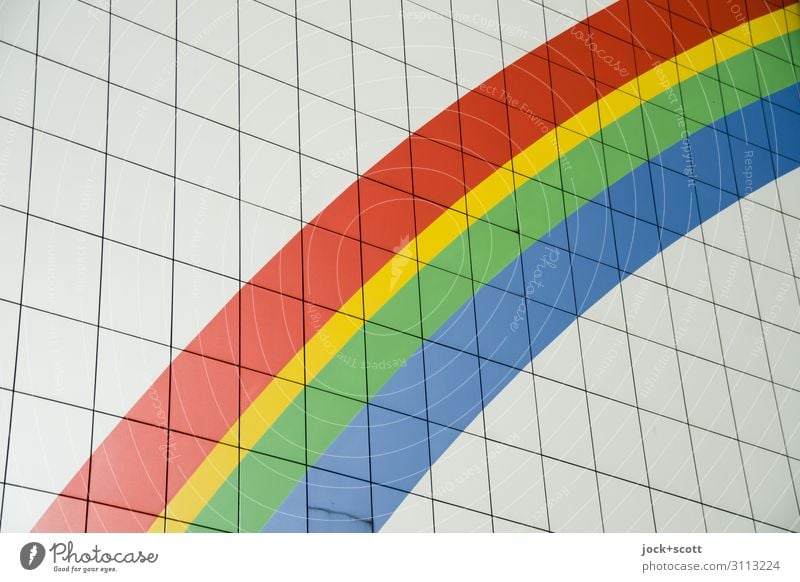 Bogen ohne Regen Regenbogen Straßenkunst Plattenbau Dekoration & Verzierung Zeichen Streifen Inspiration Symmetrie regenbogenfarben Hintergrundbild mehrfarbig