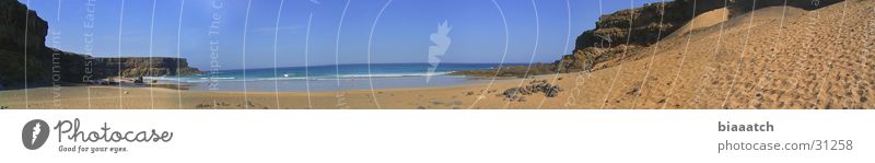 playa de esquinzo Kanaren Wellen Fuerteventura Strand Meer Europa mare panaroma canary islands water Bucht