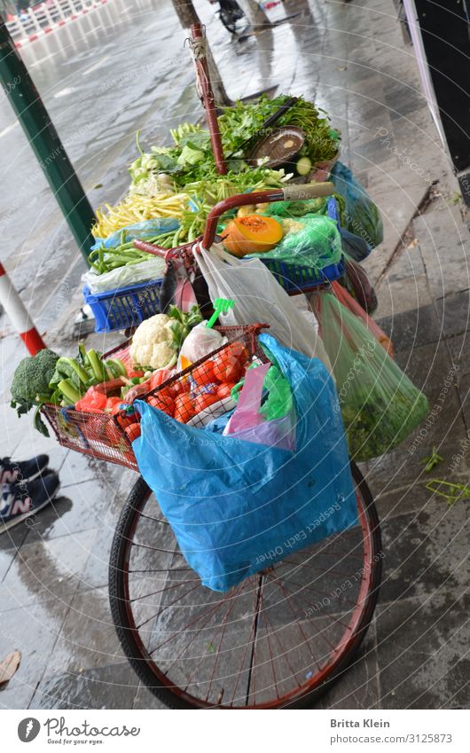 Fahrrad-Verkauf Lebensmittel Gemüse Ernährung Vegetarische Ernährung Asiatische Küche Ferien & Urlaub & Reisen Handel Fahrradfahren Einkaufswagen wählen