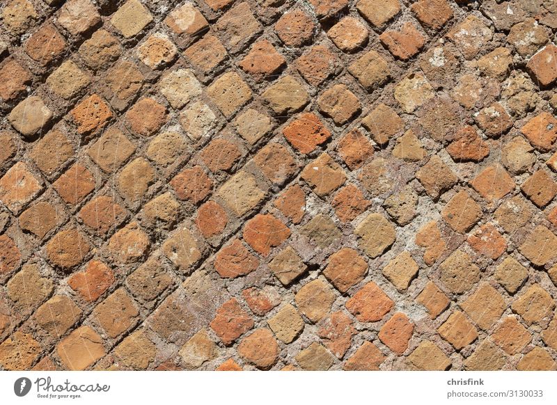 antike römisch Mauer in Ostia Stein Sand Backstein fest rot Rom ostia alt Farbfoto mehrfarbig Außenaufnahme Nahaufnahme Detailaufnahme Tag