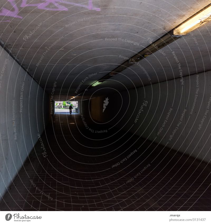 Unterführung Fahrradfahren Silhouette Tunnel dunkel Wege & Pfade radfahrer Verkehrswege