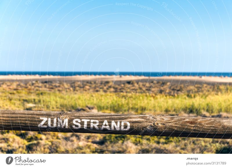 Zum Strand Freiheit Zugang Tourismus Schilder & Markierungen Sommerurlaub Landschaft Wolkenloser Himmel Schönes Wetter Sand Erholung Horizont Natur Ferne