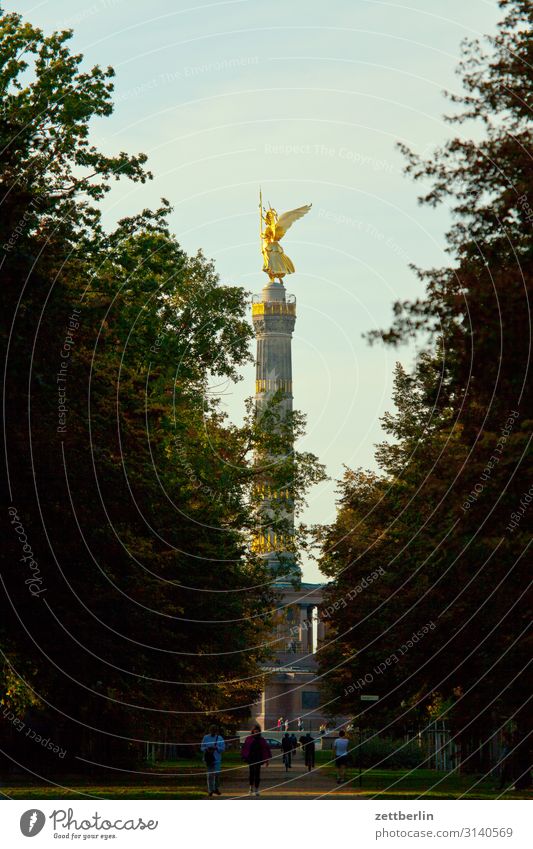 Siegessäule again Denkmal else Goldelse viktoria großer stern Tiergarten Berlin-Mitte Deutschland Verkehr Figur gold Dämmerung Abend Feierabend Hauptstadt Park