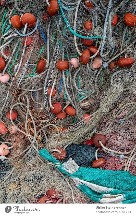 Fischernetze wild durcheinander Seil geflochten Netz Fischfang Fischerei Fischwirtschaft Sardinien Muster Farbfoto Außenaufnahme Fischereiwirtschaft