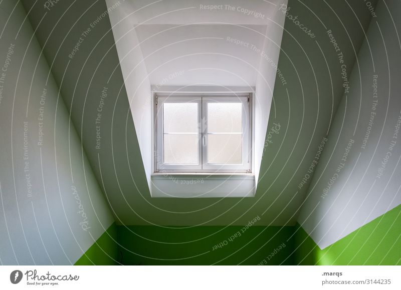Innenarchitektutorial Innenarchitektur Mauer Wand Fenster Linie ästhetisch eckig grün weiß Design Präzision Stil Häusliches Leben Geometrie steril modern Miete