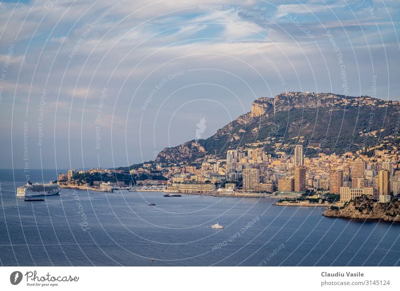 Monaco Stadtlandschaft nach Sonnenaufgang Landschaft Berge u. Gebirge Tete de chien Monte Carlo Frankreich Europa überbevölkert Ferien & Urlaub & Reisen