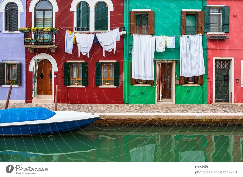 Bunte Gebäude auf der Insel Burano bei Venedig, Italien Erholung Ferien & Urlaub & Reisen Tourismus Haus Wasser Stadt Altstadt Architektur Fassade