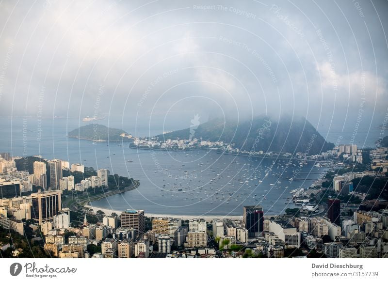 Rio de Janeiro Ferien & Urlaub & Reisen Tourismus Ausflug Ferne Sightseeing Städtereise Landschaft Himmel Wolken Schönes Wetter Nebel Küste Bucht Meer Stadt