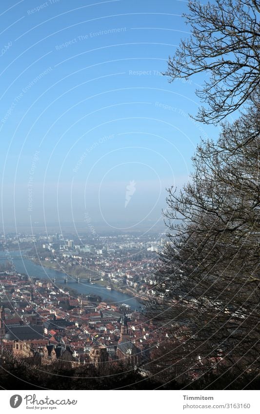 Gefahrenquelle | Heidelberg Ansicht Stadt Neckar Bäume Himmel blau Horizont Ferne Klischee Herz verloren Außenaufnahme Farbfoto Menschenleer Dunst