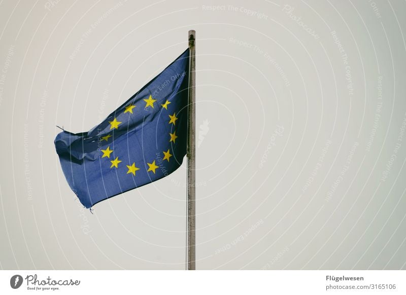 Europaflagge und Deutschlandflagge wehen nebeneinander im Wind
