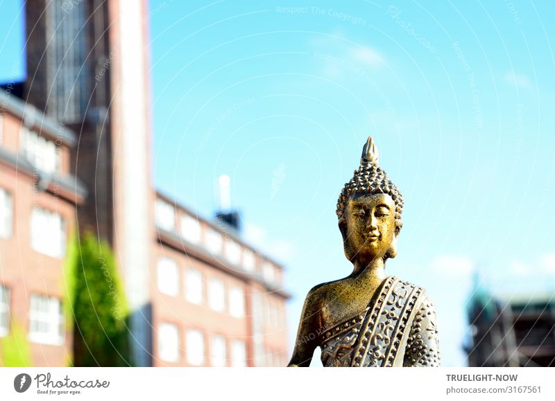 Buddha vor Gewerbe-Haus Lifestyle exotisch Glück Gesundheit Wellness Leben harmonisch Wohlgefühl Zufriedenheit Sinnesorgane Erholung ruhig Meditation Bildung