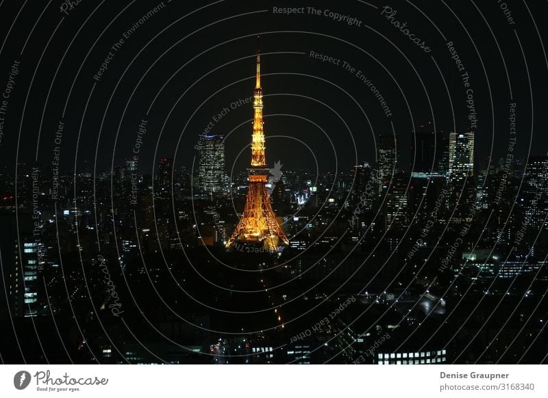 Tokyo by night Tokyo Tower skyline Lifestyle Erholung Ferien & Urlaub & Reisen Abenteuer Freiheit Sightseeing Städtereise Skyline Hochhaus Tower (Luftfahrt)