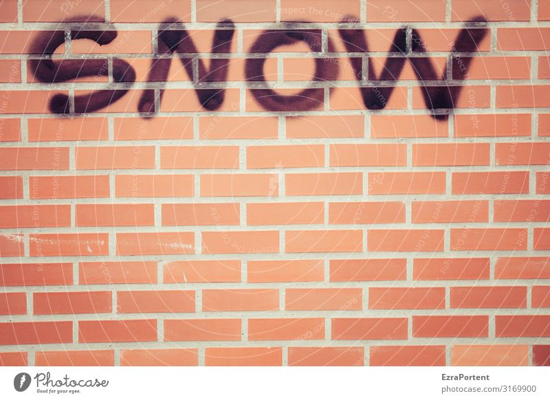 SNOW Umwelt Natur Winter Klima Wetter Schnee Schneefall Haus Bauwerk Gebäude Architektur Mauer Wand Fassade Backstein Zeichen Schriftzeichen Graffiti kalt rot
