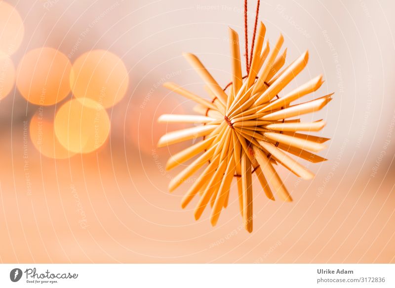 Strohstern Design Postkarte Weihnachten & Advent Dekoration & Verzierung Stern (Symbol) Weihnachtsstern hängen leuchten niedlich weich braun orange Gefühle