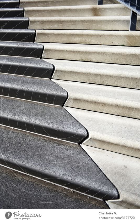 Zickzack | UT HH19 Treppe Stein Beton Linie ästhetisch eckig einfach elegant kalt grau weiß einzigartig ruhig Yin und Yang Kontrast geschwungen Aufsteiger