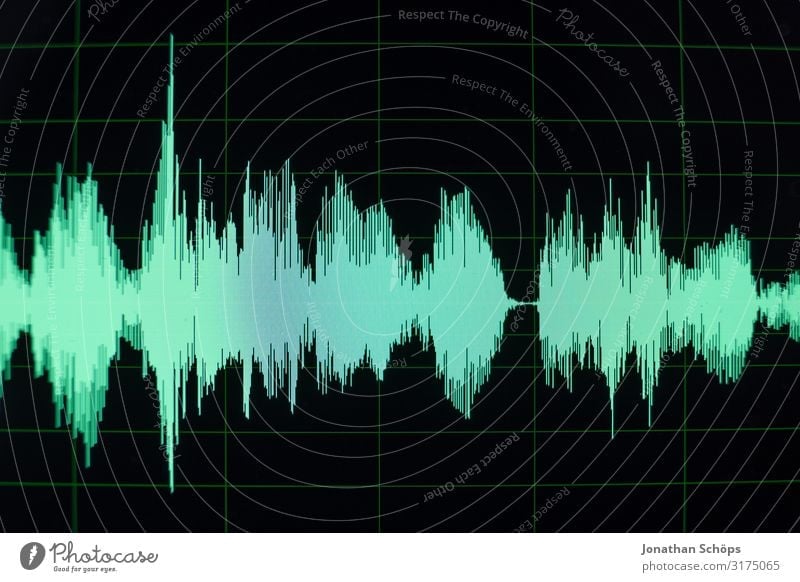 Wellenform in Software zur Audiobearbeitung für Podcast Kunst Künstler Musik Musik hören Compact Disc Medien Neue Medien Internet Radio ästhetisch grün schwarz