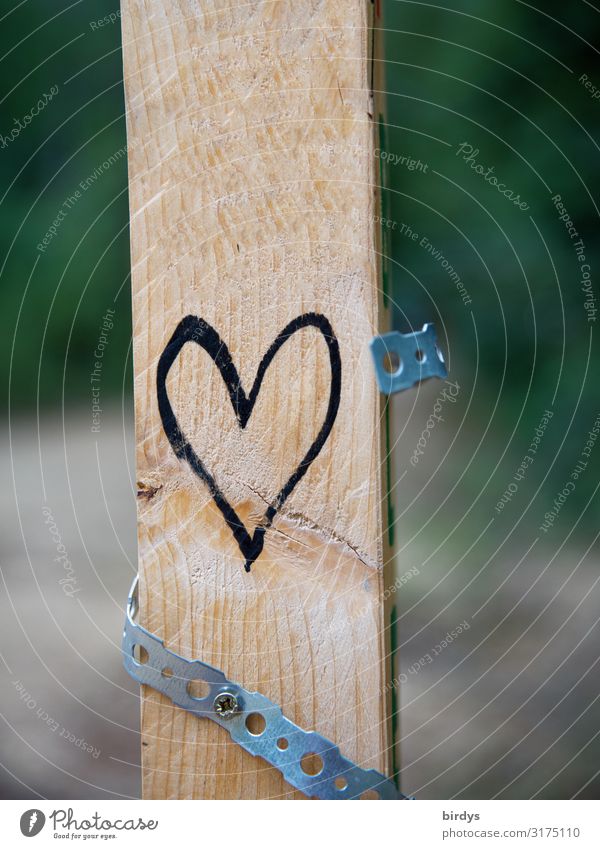 positive Zeichen setzen Holzbrett Metall Herz Schnur authentisch frei Freundlichkeit gelb schwarz Lebensfreude Freundschaft Liebe Verliebtheit Menschlichkeit