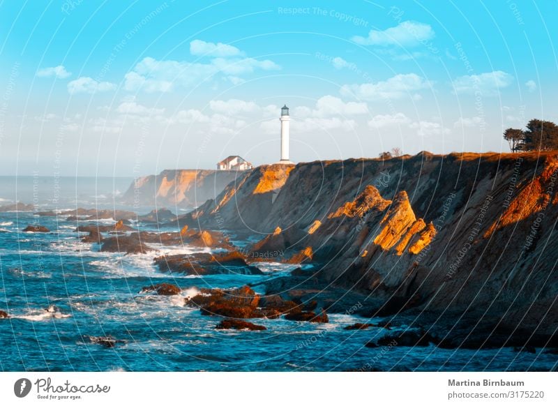 Point Arena Leuchtturm, Nordkalifornien USA Tourismus Strand Meer Wellen Menschengruppe Landschaft Himmel Felsen Küste blau Punkt Kalifornien Licht Zustände