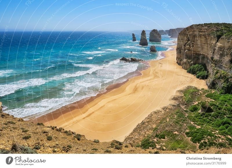 Die Zwölf Apostel Ferien & Urlaub & Reisen Tourismus Ausflug Ferne Strand Meer Natur Landschaft Sand Wasser Wellen Küste Sehenswürdigkeit Glück Australien