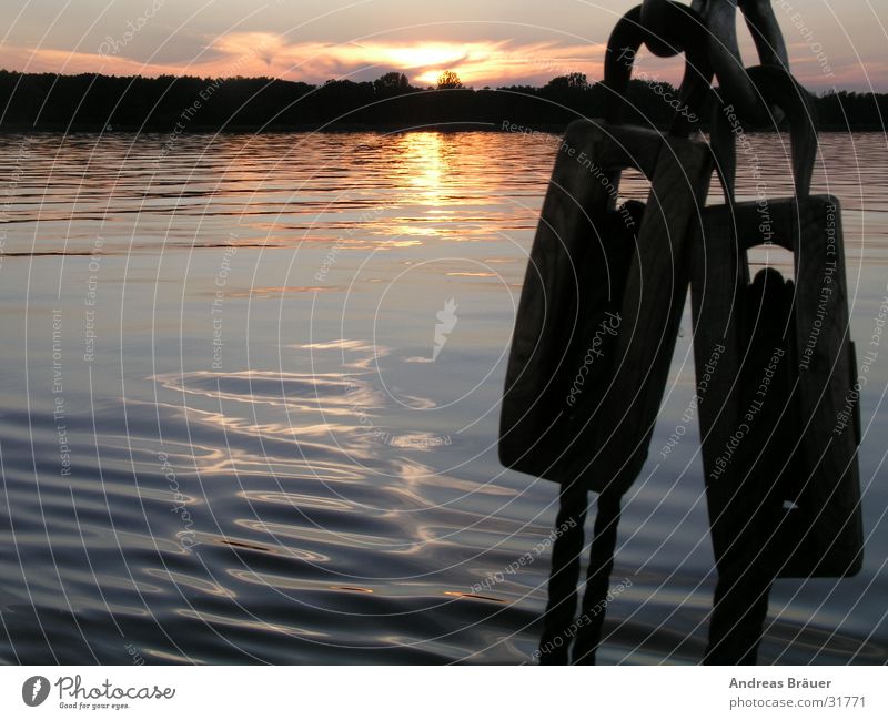 Abend auf dem Müggelsee Sonnenuntergang Horizont Reflexion & Spiegelung Holz Dämmerung Seegelboot Wasser Seil Großer Müggelsee Abnedstimmung