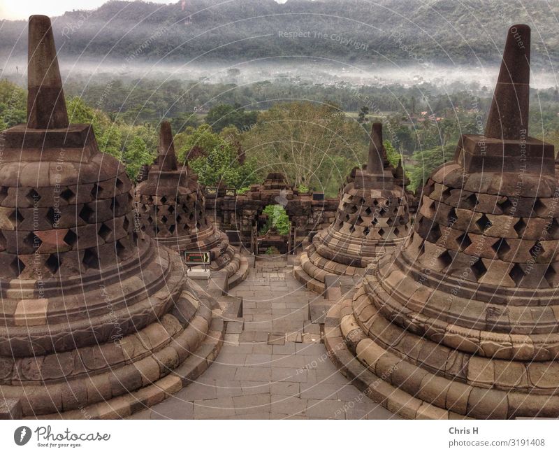 Borobodur Yogyakarta Indonesien Asien Dom Burg oder Schloss Ruine Bauwerk Gebäude Architektur Mauer Wand Sehenswürdigkeit Wahrzeichen Denkmal Borobudur