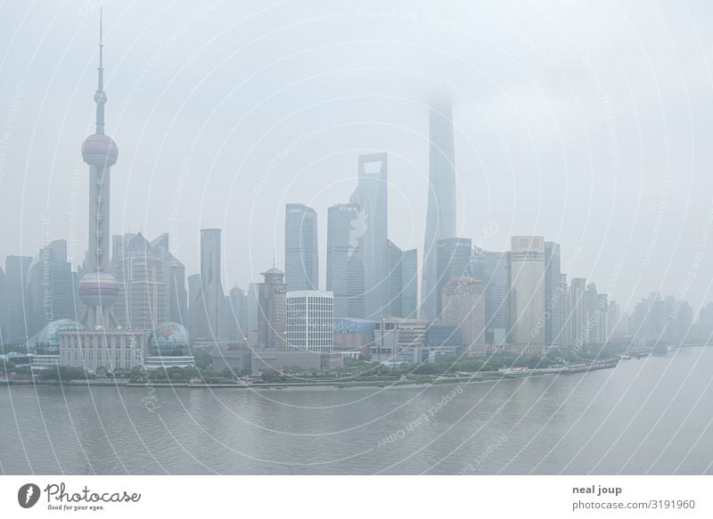Good morning Shanghai China Skyline Hochhaus Oriental Pearl Tower Shanghai Tower ästhetisch kalt Stadt grau Fernweh Business Kultur Politik & Staat Wachstum