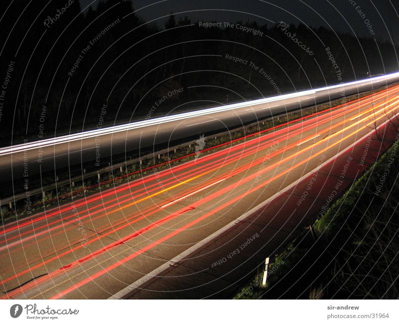 Autobahn A27 II Nacht Lichtschweif Rücklicht Langzeitbelichtung Spuren
