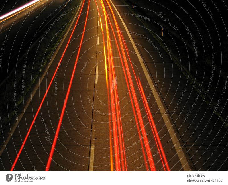 Autobahn A27 Nacht Lichtschweif Rücklicht Langzeitbelichtung Spuren