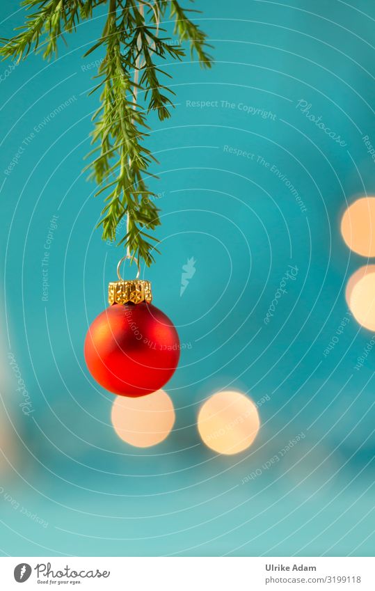 Rote Weihnachtskugel Postkarte Feste & Feiern Weihnachten & Advent Dekoration & Verzierung Kitsch Krimskrams Christbaumkugel Baumschmuck Kugel hängen leuchten