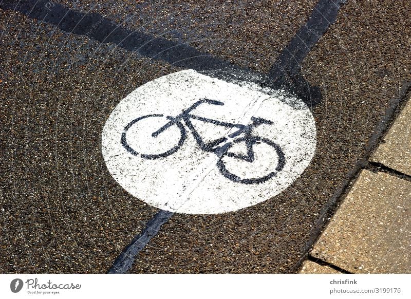 Fahrrad Straßenmarkierung Radweg Lifestyle Sport Fahrradfahren Umwelt Landschaft Klima Klimawandel Verkehr Verkehrswege Personenverkehr Fußgänger