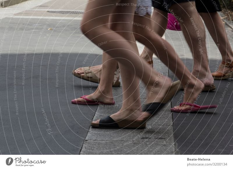 Nur ein Teil von dir! 4 Füße nackt Sandalen Slippers gehen Beine Sommer Wärme Fuß Zehen Barfuß Erholung Ferien & Urlaub & Reisen Haut Mensch Körperteil