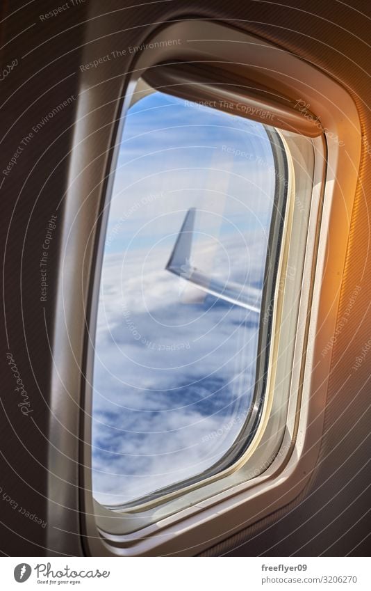 Ansicht des Flügels einer Ebene aus dem Fenster heraus schön Ferien & Urlaub & Reisen Ausflug Abenteuer Business Technik & Technologie Luftverkehr Natur Himmel