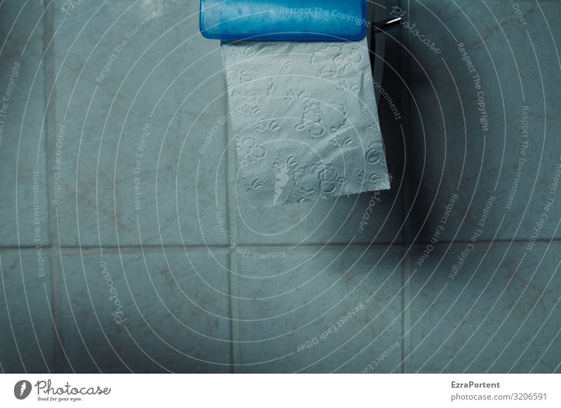 Abreißkalender schön Körperpflege Mauer Wand blau grau weiß Bad Toilette Toilettenpapier Fliesen u. Kacheln Zerreißen Papier Farbfoto Gedeckte Farben