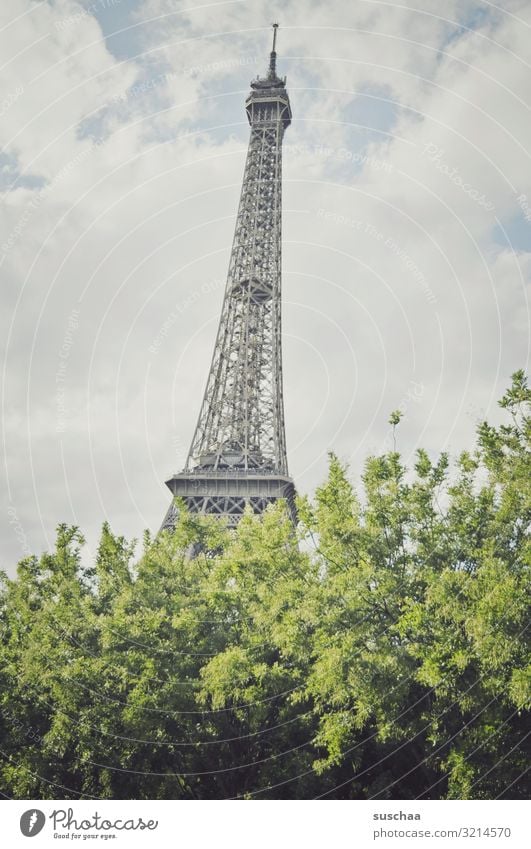eiffelturm (spitze) in paris Eiffelturm Paris Frankreich Bauwerk Architektur Wahrzeichen historisch Turm Europa Menschenleer Tourismus Hauptstadt